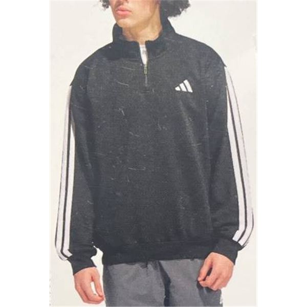 Adidas Black Half-Zip Pullover with White Stripes, Size L/G