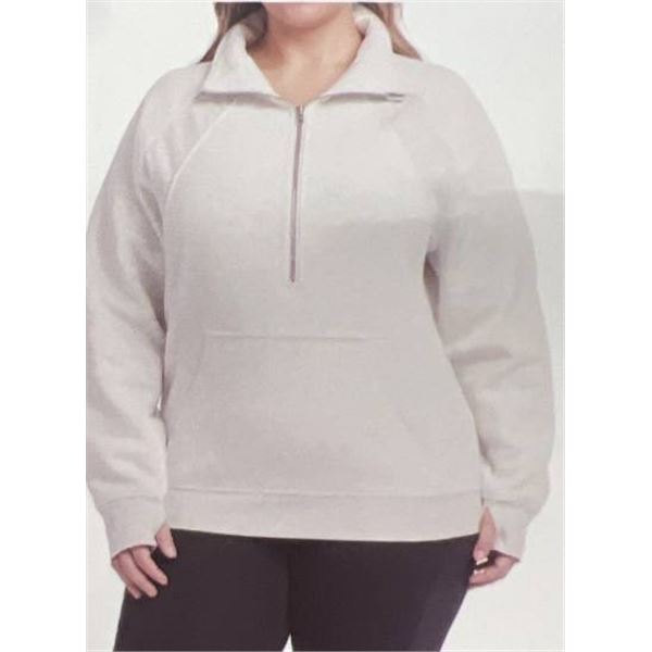 Danskin XL/TG Quarter-Zip Pullover Sweatshirt in Light Gray