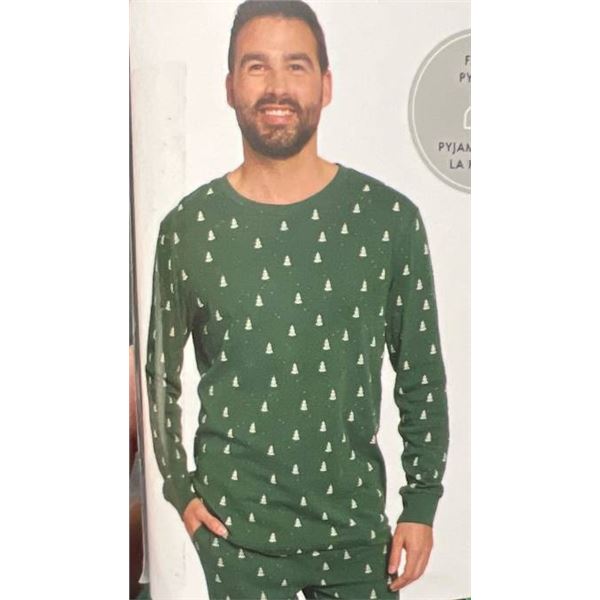 PL by Petit Lem Men’s Pajama Set, XL, Green with Tree Print