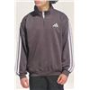 Image 1 : Adidas XL/2TG Gray Quarter-Zip Pullover Sweatshirt With White Stripes