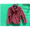 Image 2 : 32 Degrees Heat Women’s Plush Cable Knit Jacket, Maroon, Size M