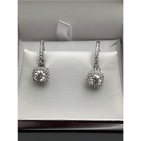 $1475 APPRAISED HALO CUT 2.00 CARAT EARRING SET