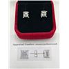 Image 6 : $1335 APPRAISED PRINCESS CUT 2.00 CARAT SOLITAIRE EARRINGS
