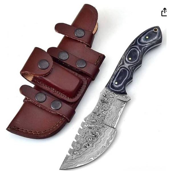 Poshland TR-1168 Custom Handmade Damascus Steel 10 Inches Tracker Knife – Perfect Grip Blac