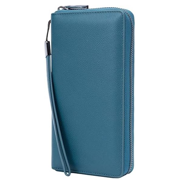 Bveyzi Women RFID Blocking Wallet Leather Zip Around Phone Clutch Large Capacity Travel ladies Purse