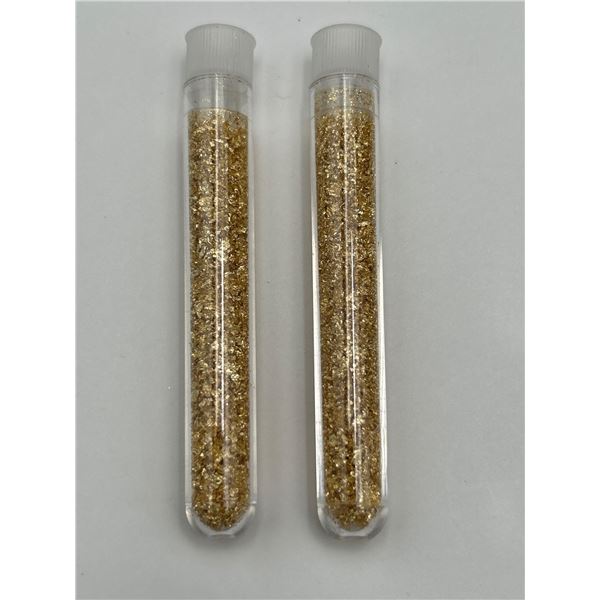Two Glass Vials Containing Golden Flake material