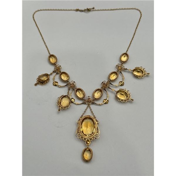 10K Yellow Gold Necklace With Citrine Stones $5700 Certificate