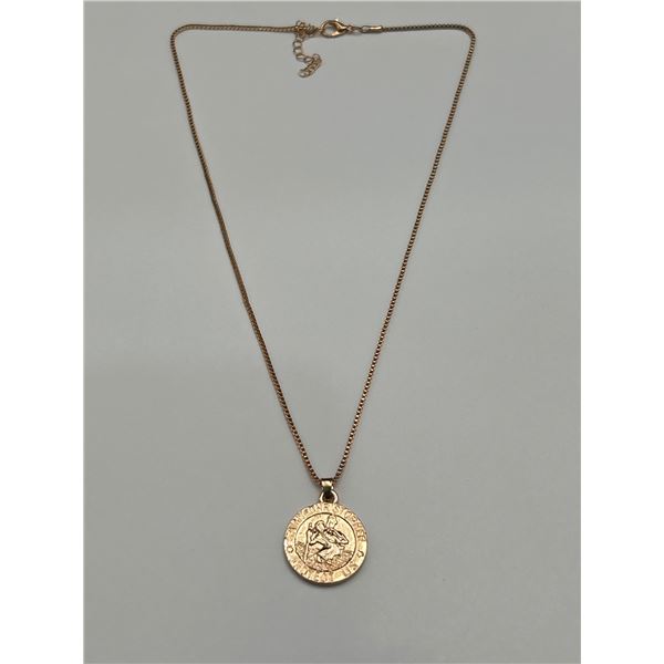 Gold Clad Saint Christopher Pendant Necklace with Chain