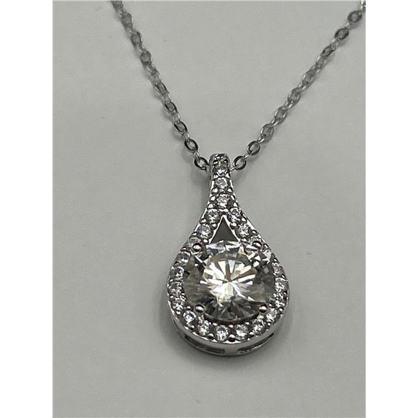 $2245 APPRAISED 3.00 CARAT TEAR DROP PENDANT & CHAIN SET