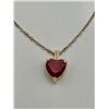 Image 1 : Heart-Shaped Ruby Pendant Necklace and chain set