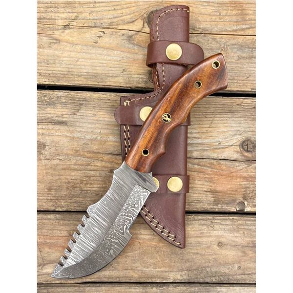 BigHorn Steel 10-inch walnut Tracker Knife with Leather Sheath