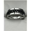 Image 1 : Stainless Steel Spinner Ring With Black Chain Inlay SIZE 10