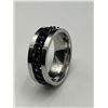 Image 2 : Stainless Steel Spinner Ring With Black Chain Inlay SIZE 10