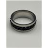 Image 6 : Stainless Steel Spinner Ring With Black Chain Inlay SIZE 10