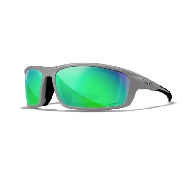 Wiley X WX Grid Matte Cool Grey Frame with CAPTIVATE Pol Green Mirror Lens