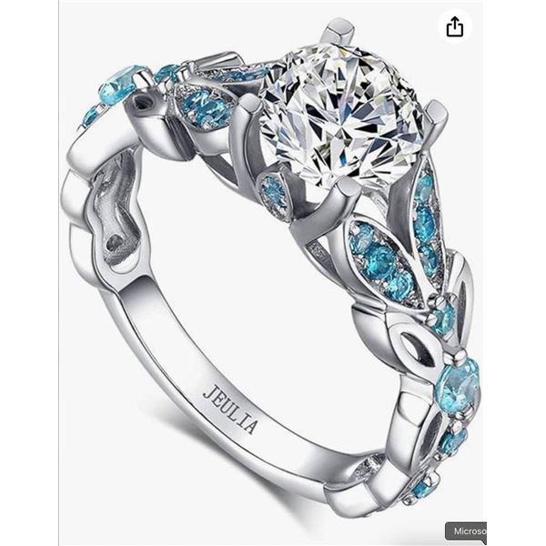 Jeulia Size 8.5 US Ring 4.3 Carat Butterfly Ring 925 Sterling Silvers Crystal Ring Topaz Rings