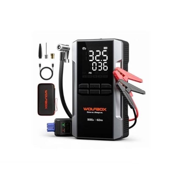 WOLFBOX 3000A Jump Starter with Air Compressor and 65W Fast Charging