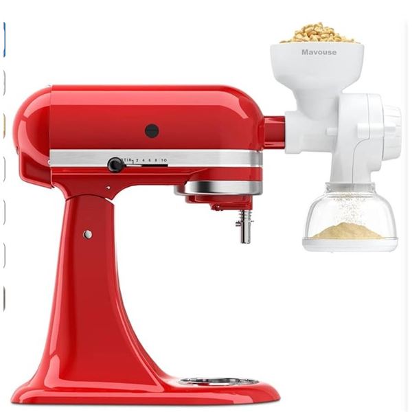 Mavouse Grain Mill Attachment For Kitchenaid Stand Mixer, 8 Levels Flour Grinder Attachment For Whea