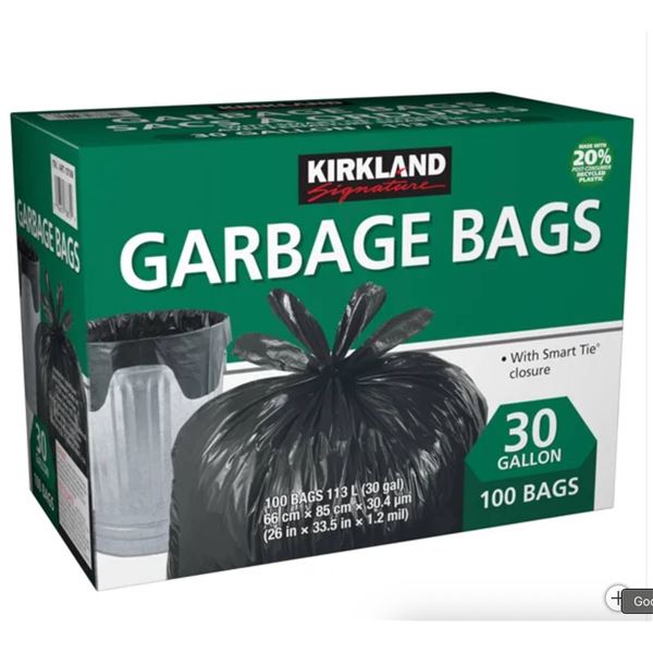 Kirkland Signature Garbage Bags, 30 Gallon, 100 Bags