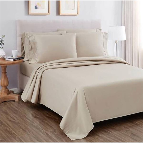 King-Sized 680-Thread Count 6-Piece Sheet Set in Cream