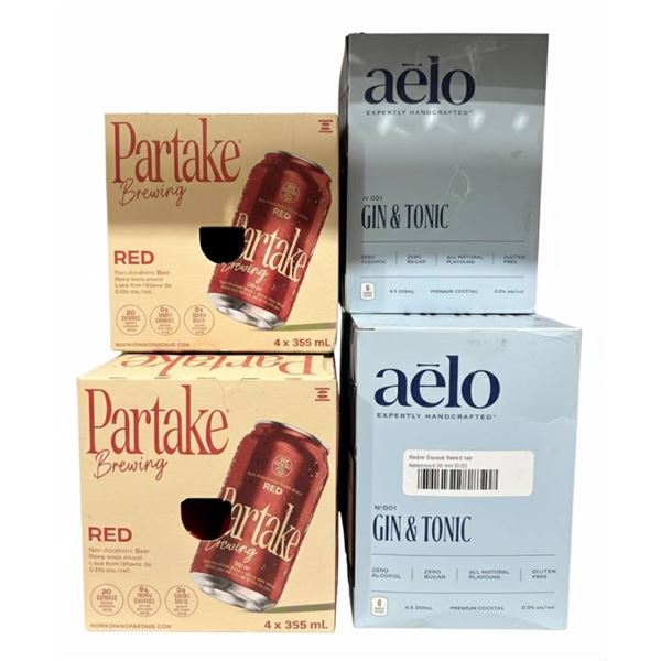 Lot of Partake Brewing Red and Aelo Gin & Tonic Non-Alcoholic Beverage Cans