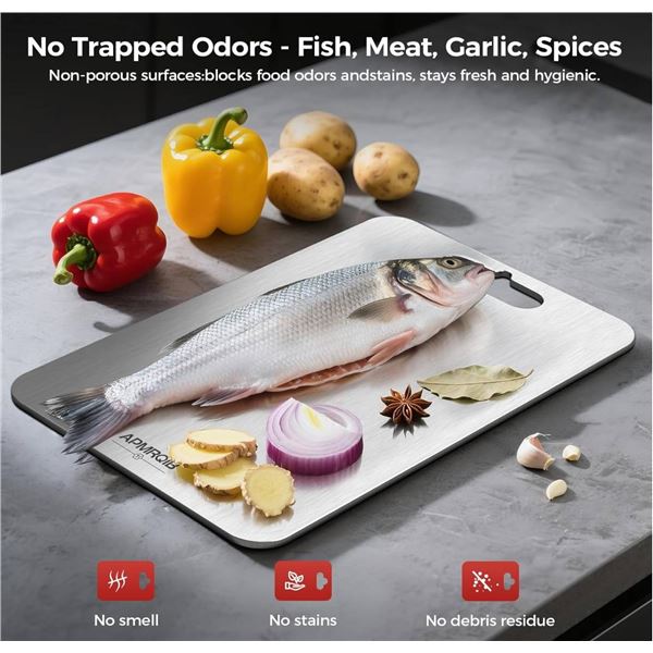 APMRQIB Titanium Cutting Board Set of 3, 100% Pure Titanium Cutting Boards for Kitchen, Double-Sided