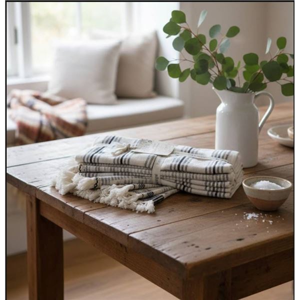 Package of 8 Hand Towels  Made in Portugal with Black and White Assorted Designs