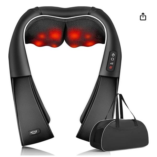Alljoy 3D Rotating Shiatsu Neck and Shoulder Massager With Carry Bag