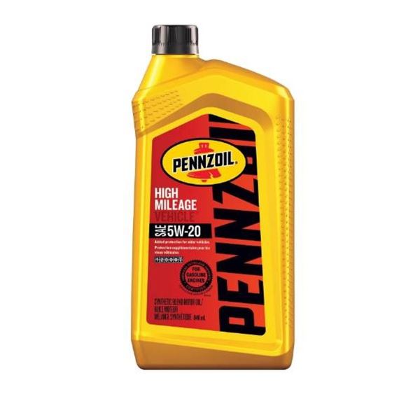 Pennzoil High Mileage SAE 5W-20 Synthetic Blend Motor Oil, 6 x 946mL