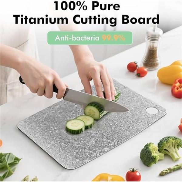 Titanium Cutting Board, 100% Pure Titanium Chopping Board for Kitchens with Crystallized Treatment, 