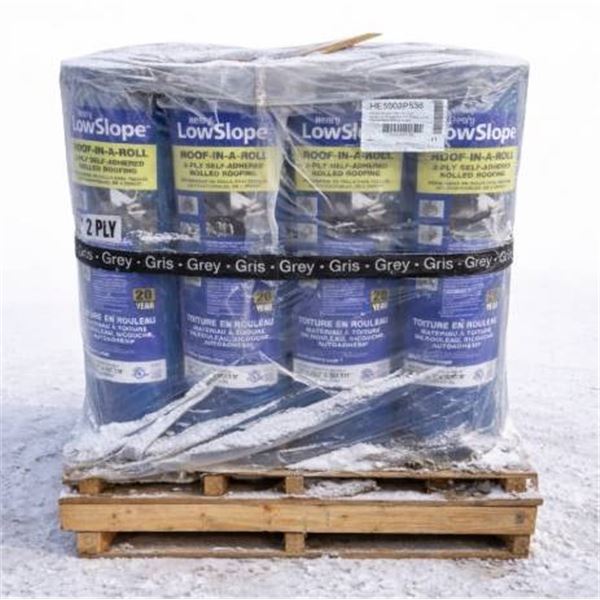 Pallet lot of 20 GREY Henry LowSlope Roof-In-A-Roll 2-Ply Self-Adhered Rolled Roofing