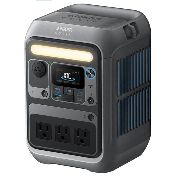 Anker SOLIX C300 Portable Power Station, 288Wh LiFePO4 Battery, 300W (600W Surge) Solar Generator, 1