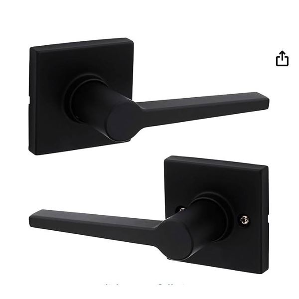 Lot of 3 – Weiser Daylon Matte Black Square Rose Door Handle, Reversible Passage Lever, Int