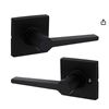 Image 1 : Lot of 3 – Weiser Daylon Matte Black Square Rose Door Handle, Reversible Passage Lever, Int