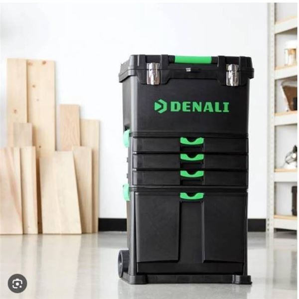 Denali Wheeled Work Center and Tool Box with Multiple Storage Sections