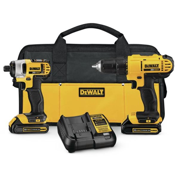DEWALT DCK240C2 20V MAX Cordless Drill/Driver, Impact Driver, Battery & Charger Combo Kit
