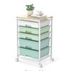 Image 1 : SYKIAIROL Utility Cart with 5 Drawer,Storage Drawer Cart with Wooden Tabletop and Lockable Wheels, 5