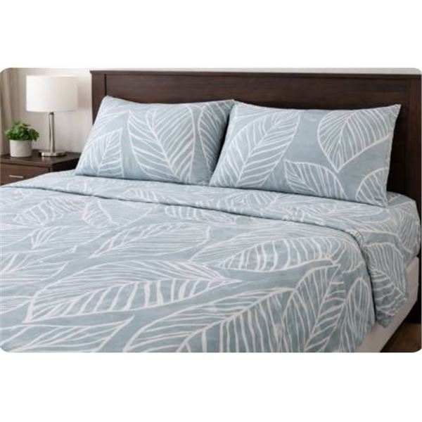 Comfy Bamboo World 9800 Series Rayon King Sheet Set, 4 Pieces – Leaf design – Top 