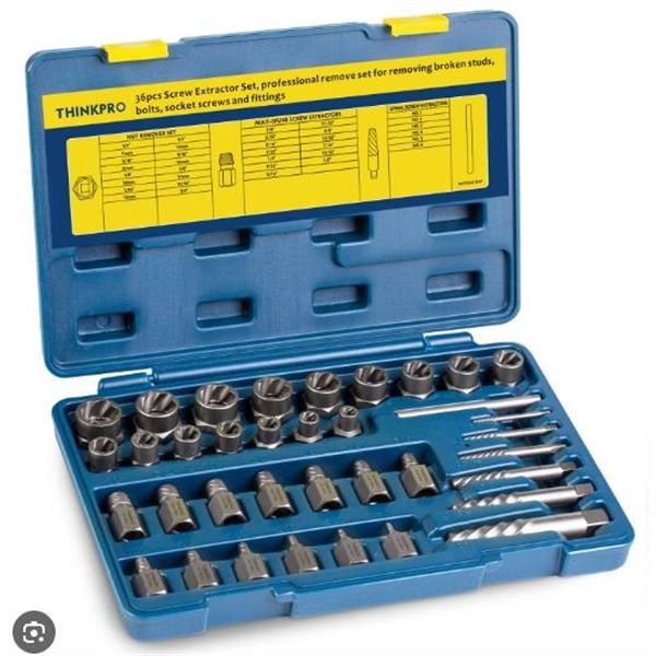 ThinkPro TP1025 36-Piece Screw Extractor Set for Bolt and Stud Removal