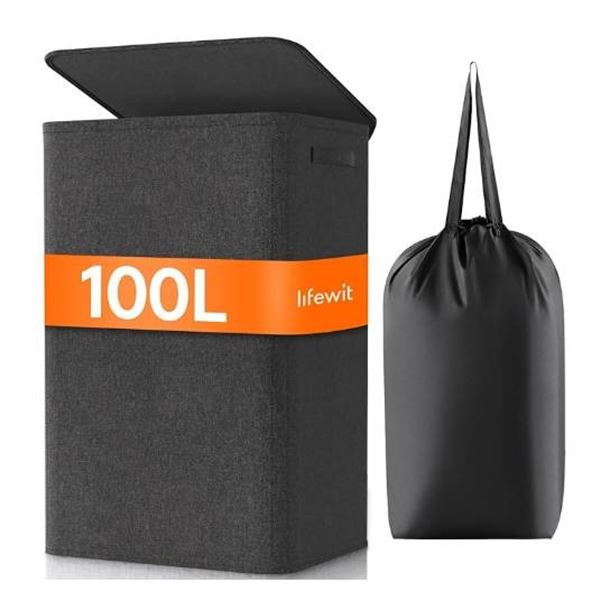 Lifewit 100L Plastic Laundry Hamper with Lid