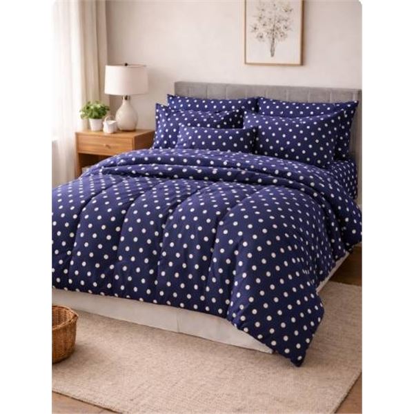 King Size Comfy Bamboo World 7-Piece Chopaa Polka Dot Bed in a Bag – Sheet Set with 2 pillo