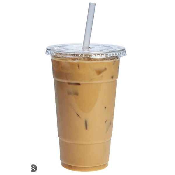 Comfy Package Plastic Cups, Lids, And Straws, 24 oz, Pack of 100