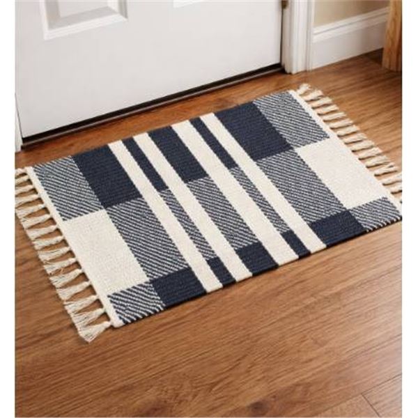 Black and White Striped Carpet with Barcode 1458