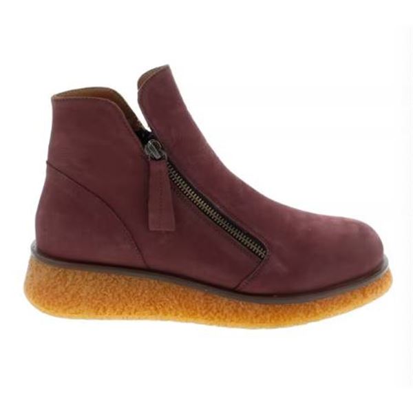 Bueno Phoenix Dark Wine Nubuck Boots, Size 39, Featuring Side Zipper