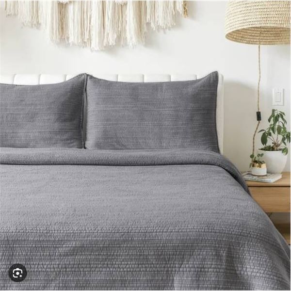 Jennifer Adams King Grand Quilt Set, 3-Piece, Gray