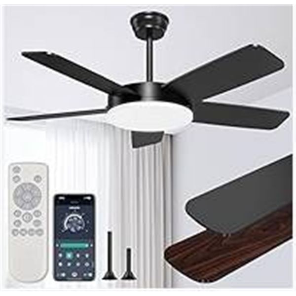 Ropelux Ceiling Fan With Light, 45-Inch, Bluetooth, Remote Control Compatible