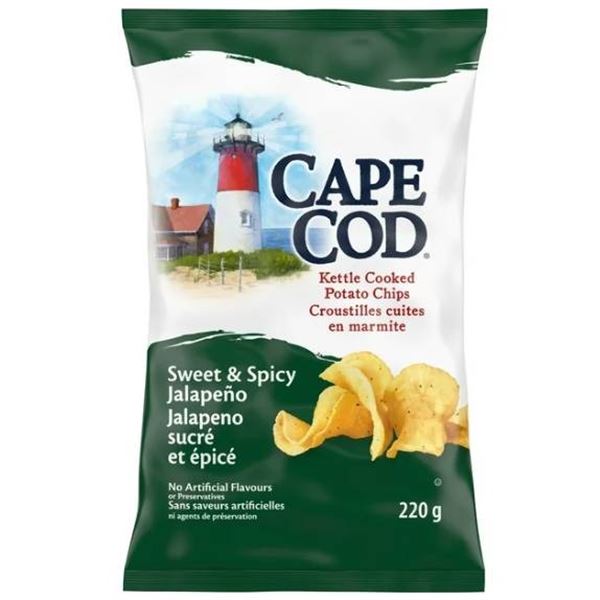 Cape Cod Sweet & Spicy Jalapeno Kettle Cooked Chips, 220g Bags (11 Units)