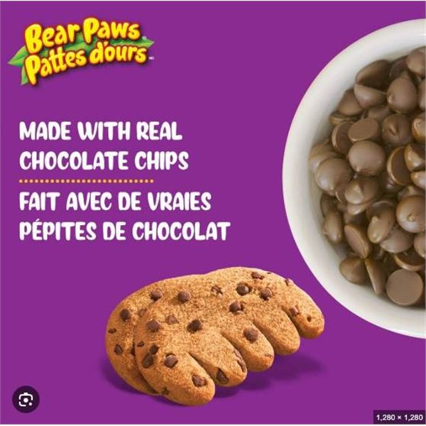 Bear Paws Chocolate Chip Soft Cookies, 36 Pouches, 1.44 kg