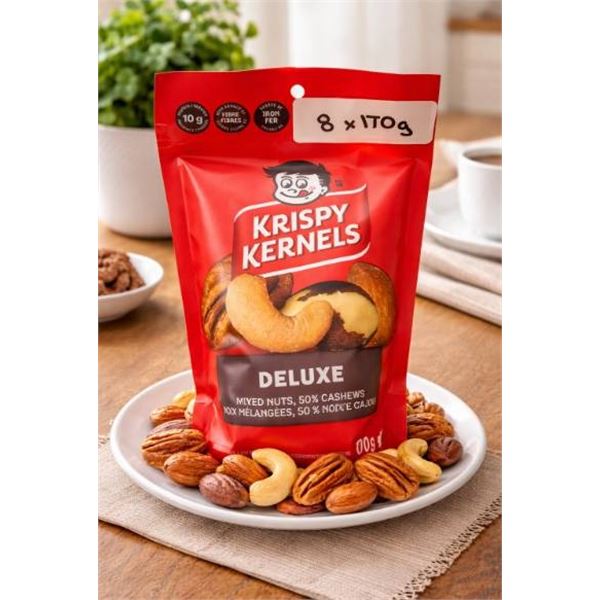 Krispy Kernels Deluxe Mixed Nuts 8 x 170g Bags