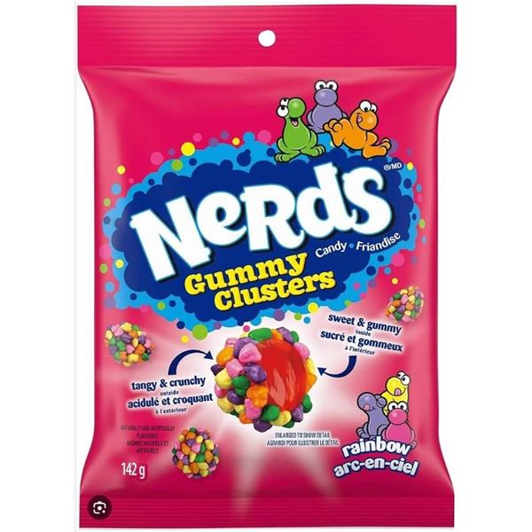 Nerds Gummy Clusters Rainbow Candy, 12 x 142 g Bags